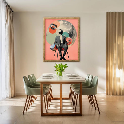 Posterizer 1 pcs-sci-fi surreal robot head man-funky collage-Astronomy & Celestial Art-Abstract & Modern Art-Gift for Art Lovers- UNFRAMED Wall Ar...